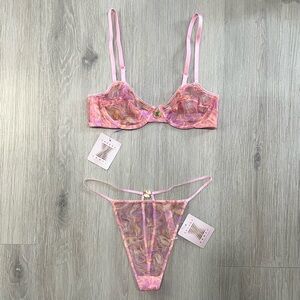Sheer Marble-Print Pink Underwire Bra & Thong Set 💖 SAVAGE X FENTY